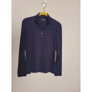 Golfino Navy Silver Stripes Pullover Top Sz 8 Active Golf Tennis